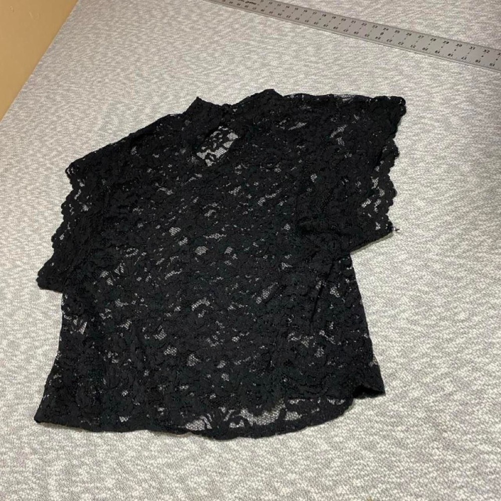 So ho New York Black lace blouse women XL. SKU-B390 Nylon & rayon blend.